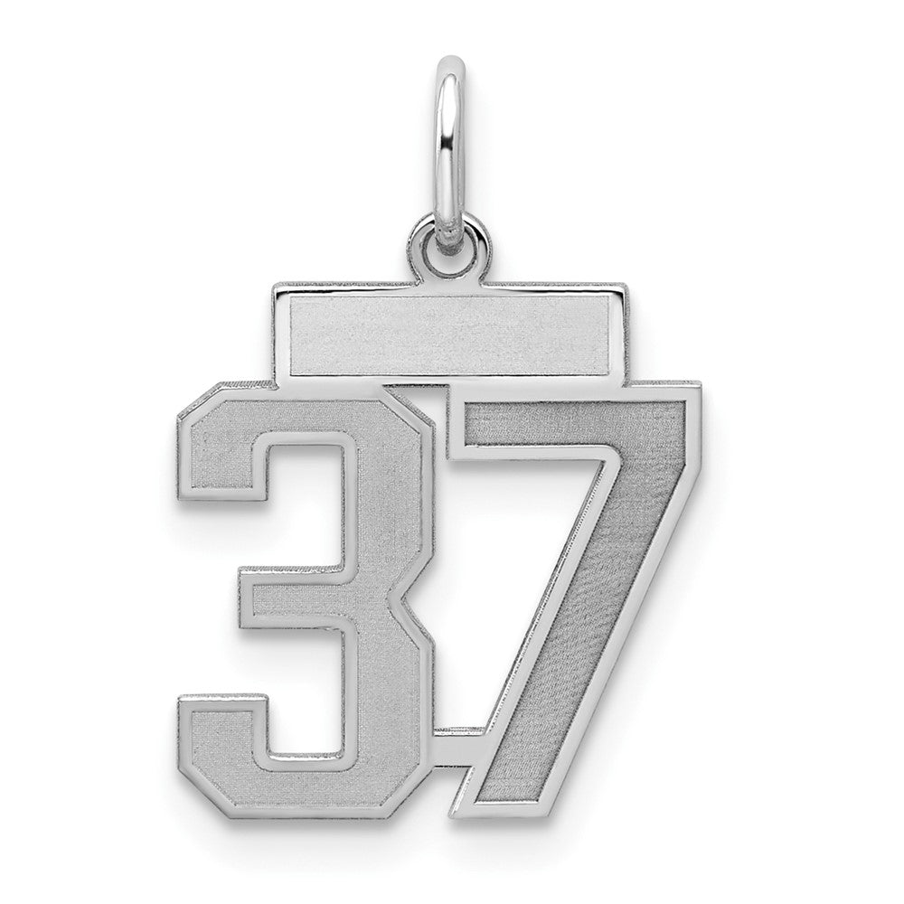 Sterling Silver/Rhodium-plated Satin Number 37 Charm
