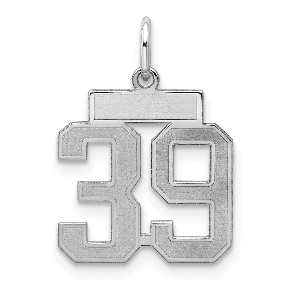 Sterling Silver/Rhodium-plated Satin Number 39 Charm