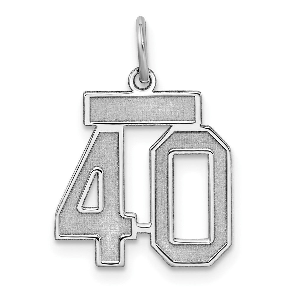Sterling Silver/Rhodium-plated Satin Number 40 Charm