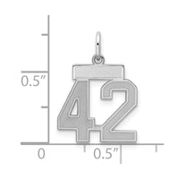 Sterling Silver/Rhodium-plated Satin Number 42 Charm