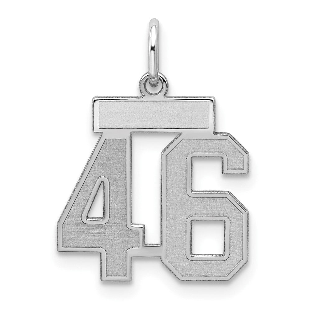 Sterling Silver/Rhodium-plated Satin Number 46 Charm