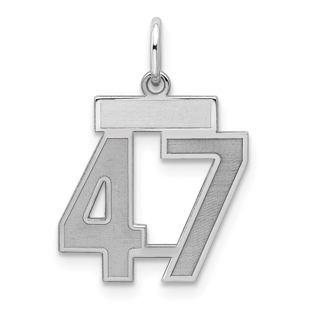 Sterling Silver/Rhodium-plated Satin Number 47 Charm