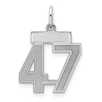 Sterling Silver/Rhodium-plated Satin Number 47 Charm