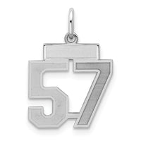 Sterling Silver/Rhodium-plated Satin Number 57 Charm