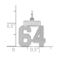 Sterling Silver/Rhodium-plated Satin Number 64 Charm
