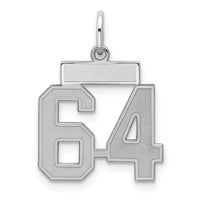 Sterling Silver/Rhodium-plated Satin Number 64 Charm
