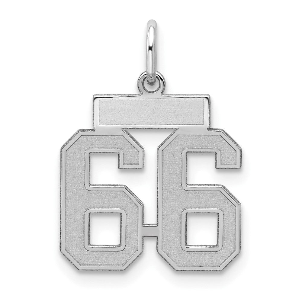 Sterling Silver/Rhodium-plated Satin Number 66 Charm