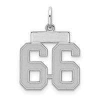 Sterling Silver/Rhodium-plated Satin Number 66 Charm
