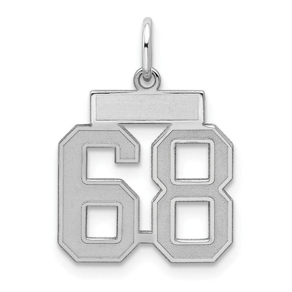 Sterling Silver/Rhodium-plated Satin Number 68 Charm