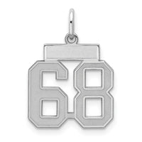 Sterling Silver/Rhodium-plated Satin Number 68 Charm