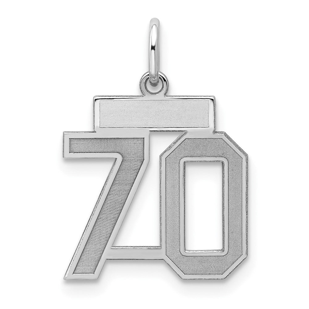 Sterling Silver/Rhodium-plated Satin Number 70 Charm