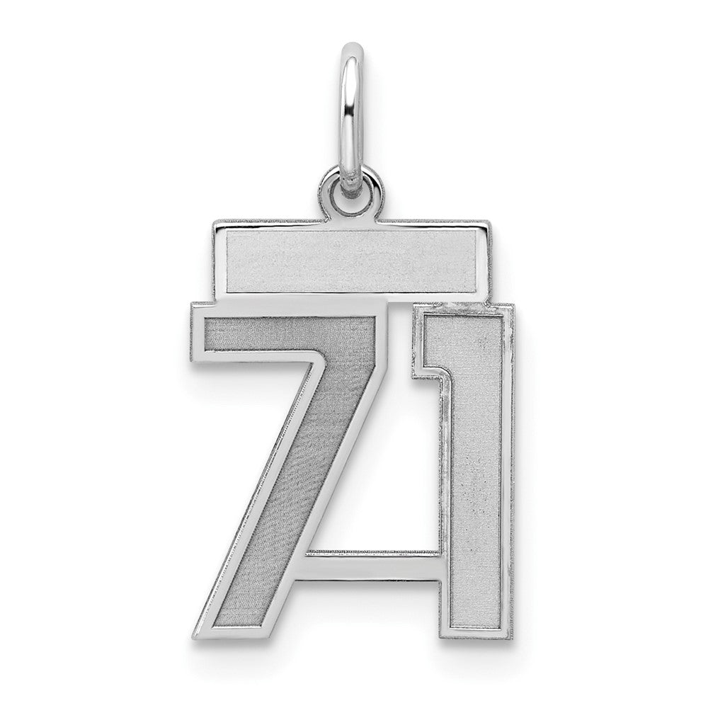 Sterling Silver/Rhodium-plated Satin Number 71 Charm