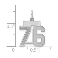 Sterling Silver/Rhodium-plated Satin Number 76 Charm