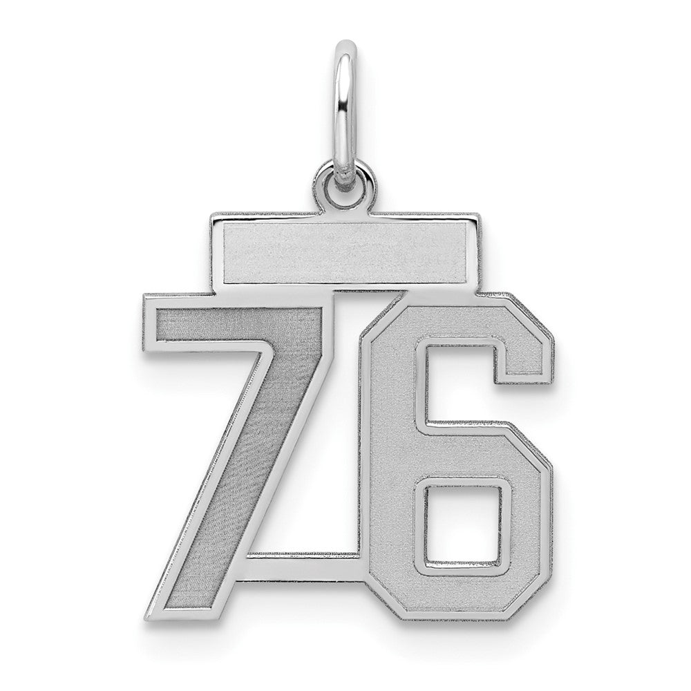 Sterling Silver/Rhodium-plated Satin Number 76 Charm