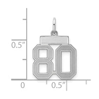 Sterling Silver/Rhodium-plated Satin Number 80 Charm