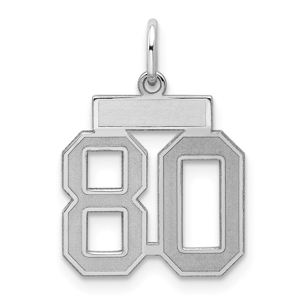 Sterling Silver/Rhodium-plated Satin Number 80 Charm