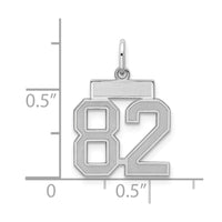 Sterling Silver/Rhodium-plated Satin Number 82 Charm