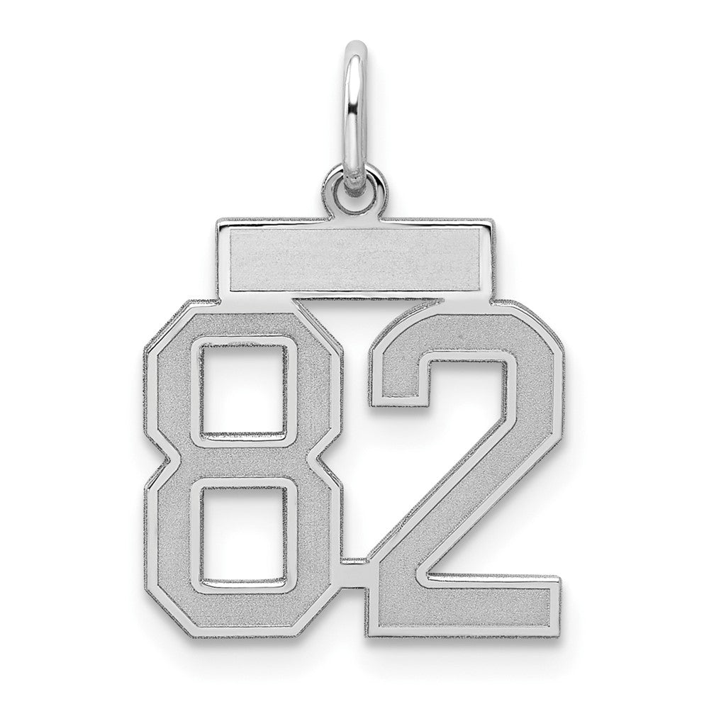 Sterling Silver/Rhodium-plated Satin Number 82 Charm