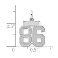Sterling Silver/Rhodium-plated Satin Number 86 Charm