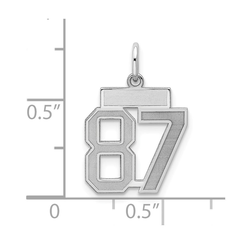 Sterling Silver/Rhodium-plated Satin Number 87 Charm