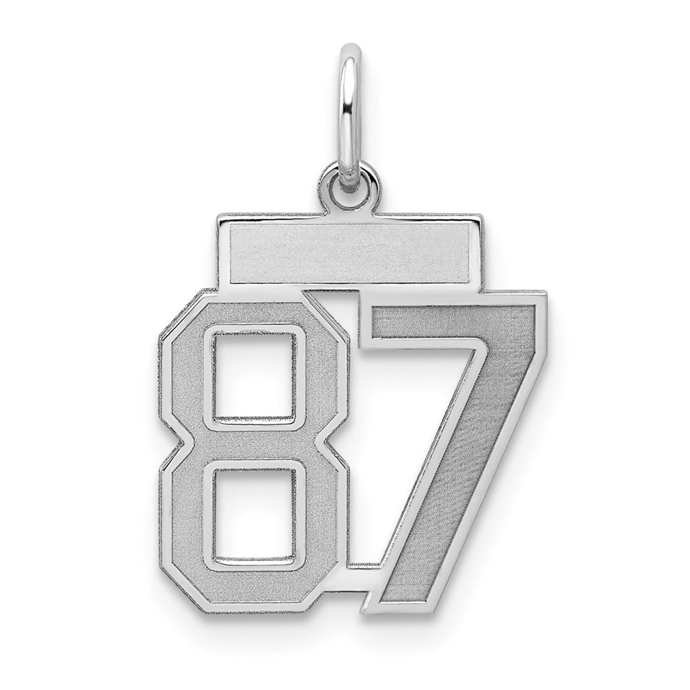 Sterling Silver/Rhodium-plated Satin Number 87 Charm