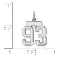 Sterling Silver/Rhodium-plated Satin Number 93 Charm