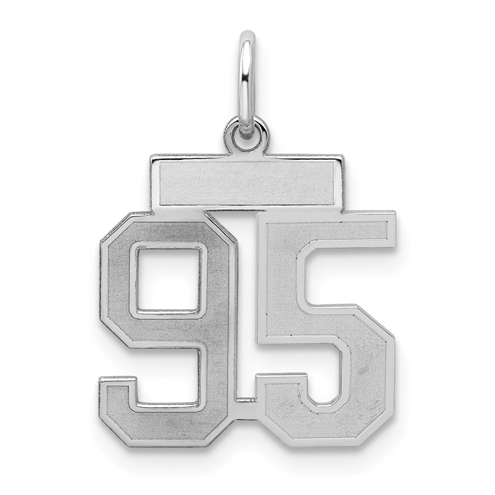 Sterling Silver/Rhodium-plated Satin Number 95 Charm