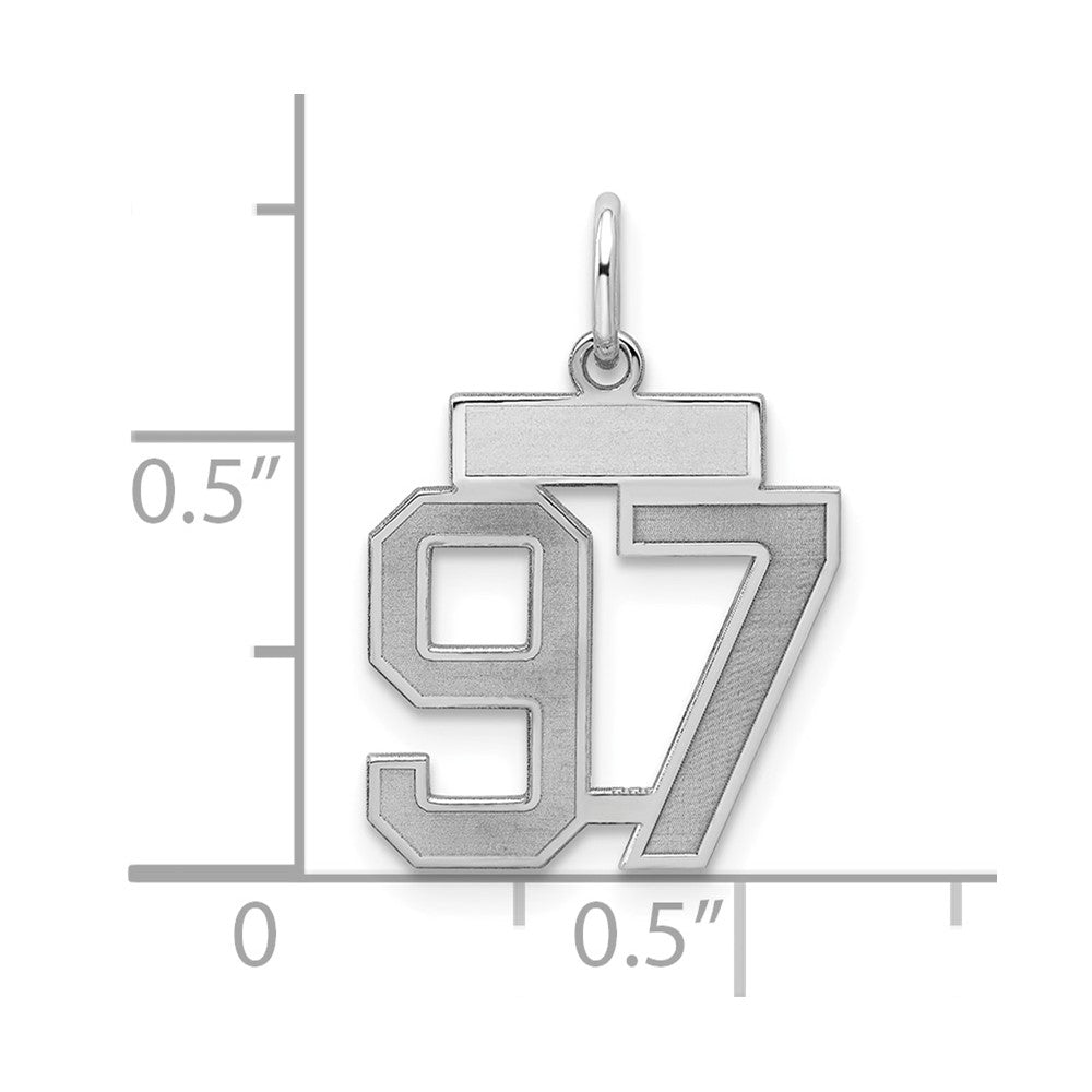 Sterling Silver/Rhodium-plated Satin Number 97 Charm