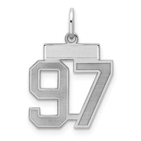 Sterling Silver/Rhodium-plated Satin Number 97 Charm