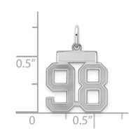 Sterling Silver/Rhodium-plated Satin Number 98 Charm