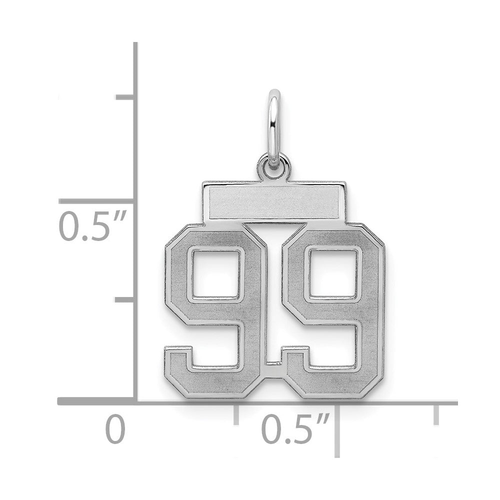 Sterling Silver/Rhodium-plated Satin Number 99 Charm