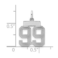 Sterling Silver/Rhodium-plated Satin Number 99 Charm