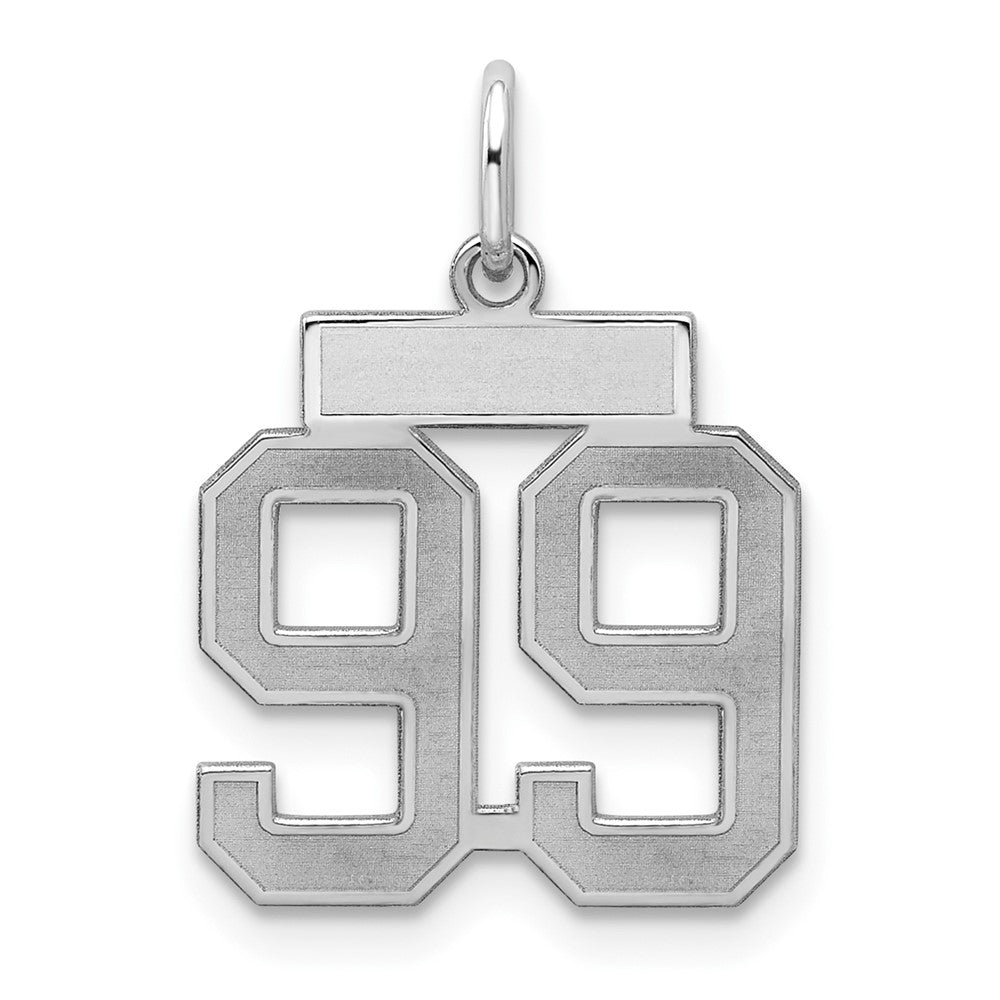 Sterling Silver/Rhodium-plated Satin Number 99 Charm