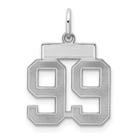Sterling Silver/Rhodium-plated Satin Number 99 Charm
