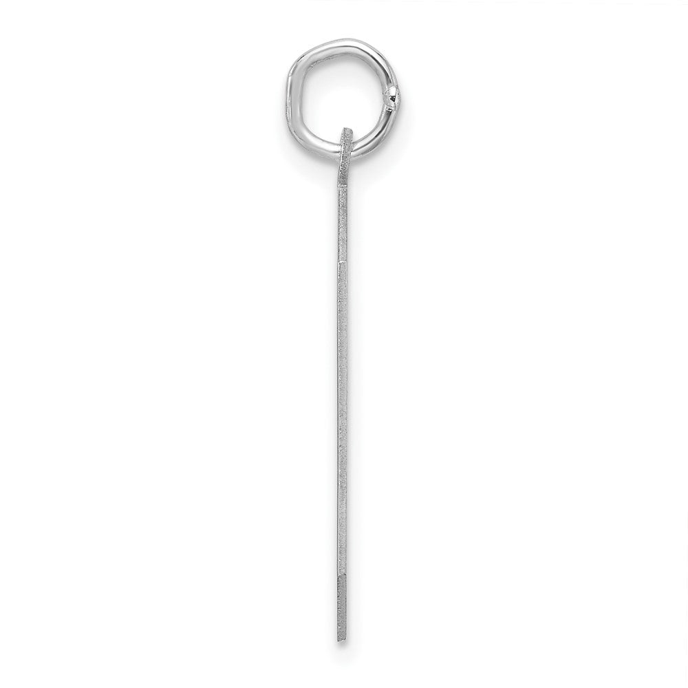 Sterling Silver/Rhodium-plated Polished Number 0 Charm