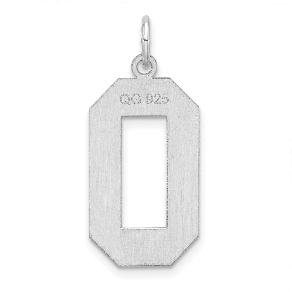 Sterling Silver/Rhodium-plated Polished Number 0 Charm