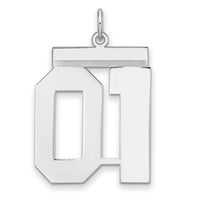Sterling Silver/Rhodium-plated Polished Number 01 Charm
