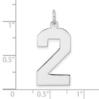 Sterling Silver/Rhodium-plated Polished Number 2 Charm