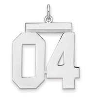 Sterling Silver/Rhodium-plated Polished Number 04 Charm