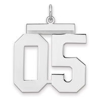 Sterling Silver/Rhodium-plated Polished Number 05 Charm