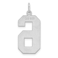 Sterling Silver/Rhodium-plated Polished Number 6 Charm