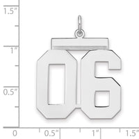 Sterling Silver/Rhodium-plated Polished Number 06 Charm
