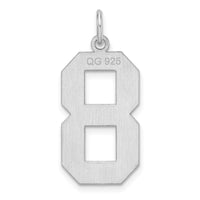 Sterling Silver/Rhodium-plated Polished Number 8 Charm