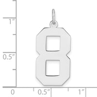 Sterling Silver/Rhodium-plated Polished Number 8 Charm
