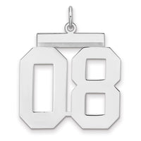 Sterling Silver/Rhodium-plated Polished Number 08 Charm