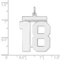 Sterling Silver/Rhodium-plated Polished Number 18 Charm