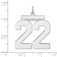 Sterling Silver/Rhodium-plated Polished Number 22 Charm