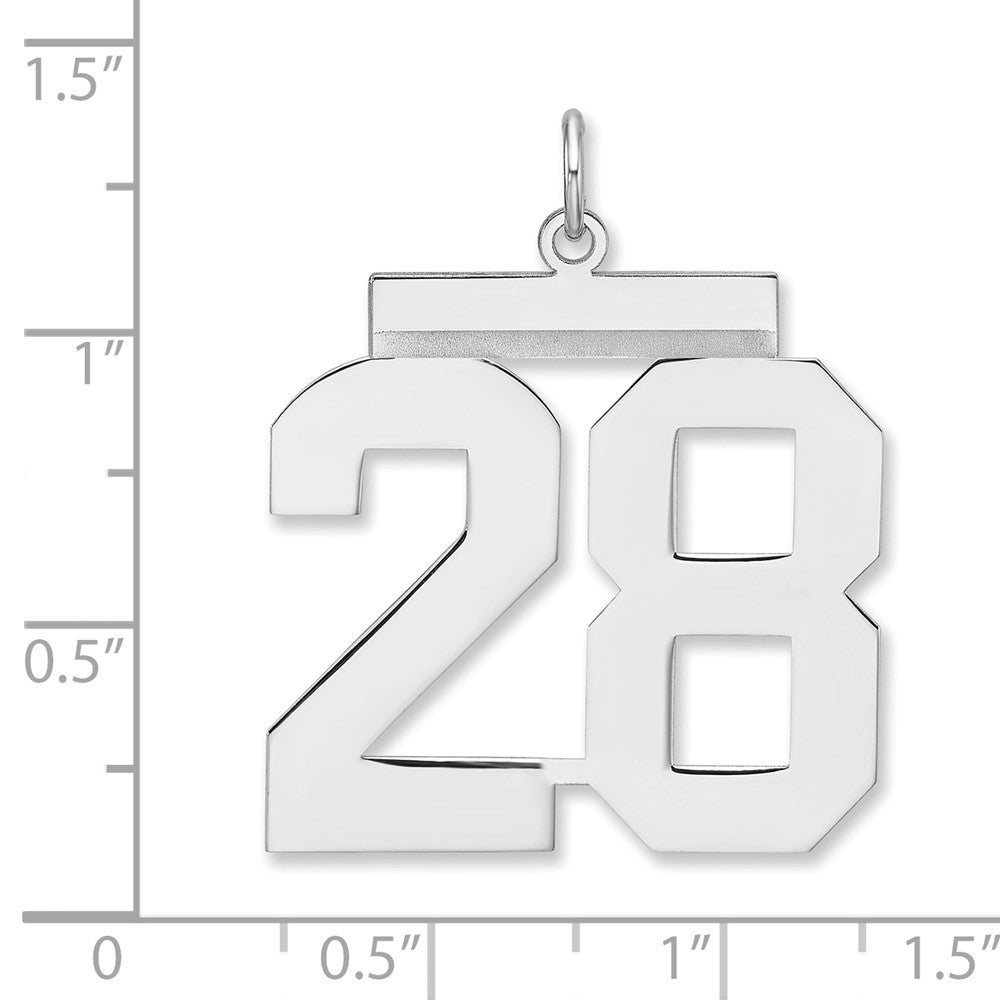 Sterling Silver/Rhodium-plated Polished Number 28 Charm