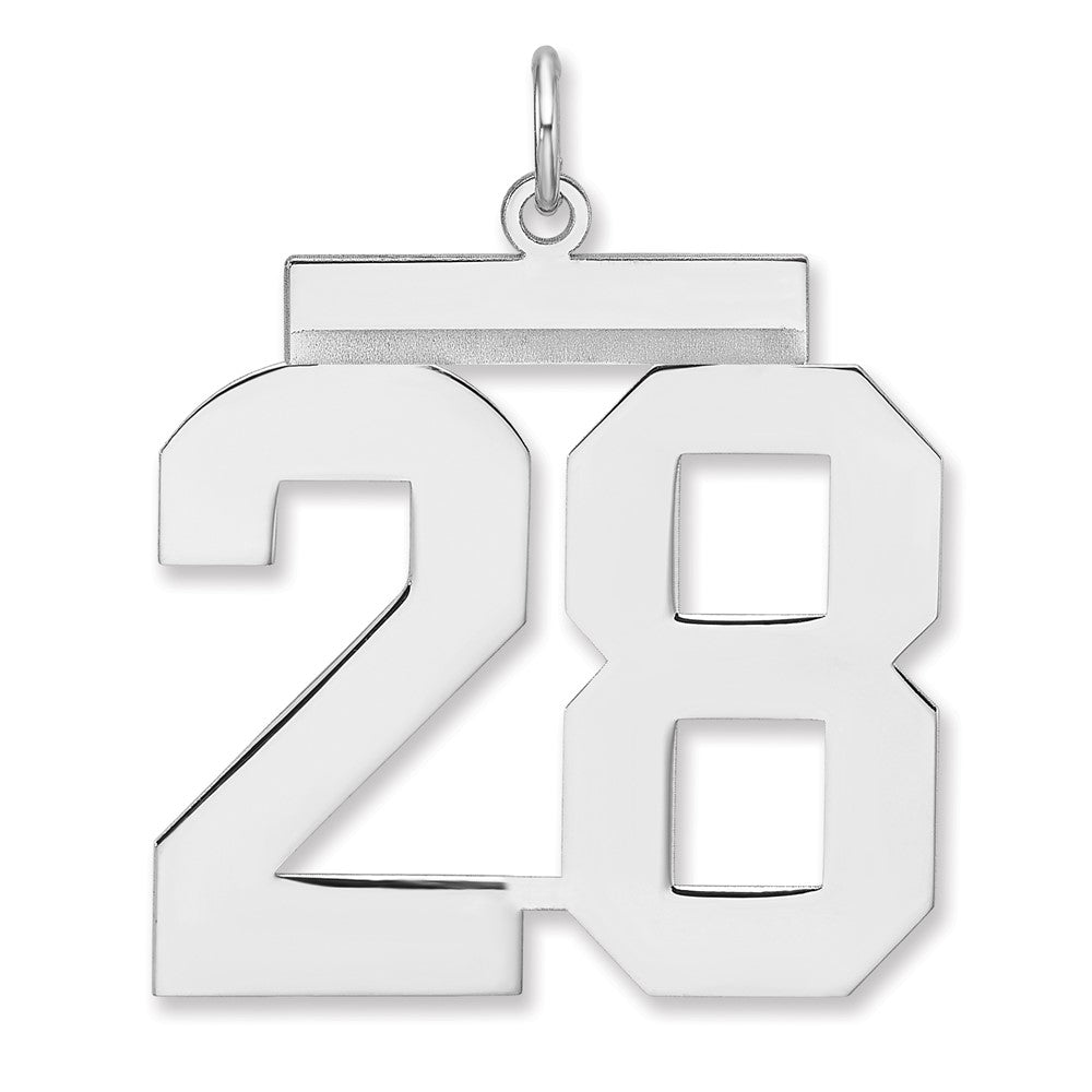 Sterling Silver/Rhodium-plated Polished Number 28 Charm