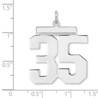 Sterling Silver/Rhodium-plated Polished Number 35 Charm